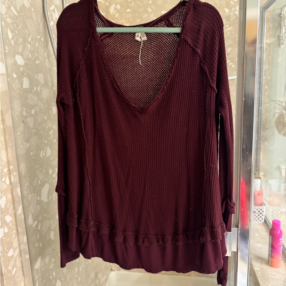 We The Free Red Long Sleeve Top